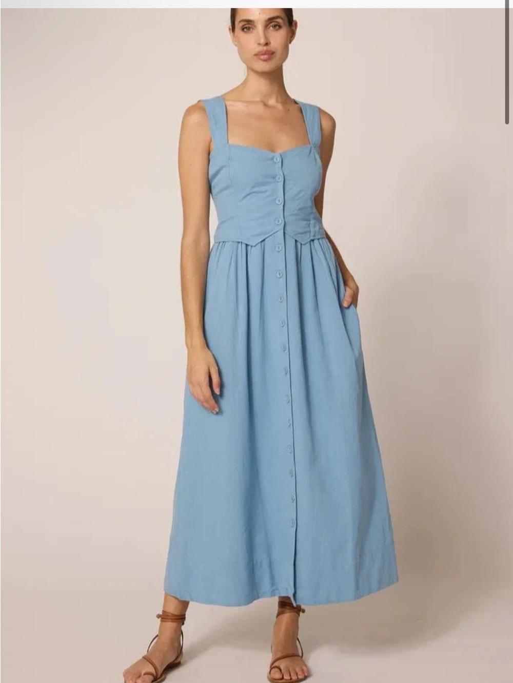 Cleobella Esther Ankle Dress in Dusty Blue